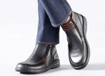 GINO GALANTE, gefütterte Herren-Boots, Winterschuhe, mit herausnehmbarem Fussbett SCHWARZ-BURGUND