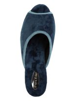 ELENA EDEN Samt-Pantolette mit Kontrast-Einfassung BLAU