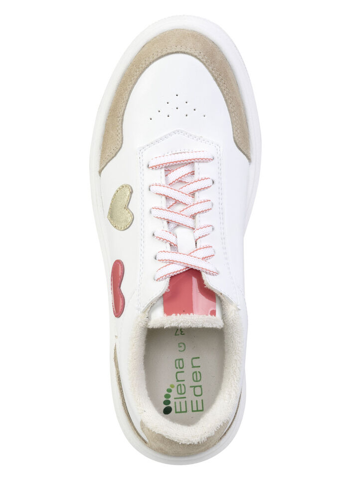 ELENA EDEN Sneaker mit niedlichen Herzchen besetzt WEISS-BUNT