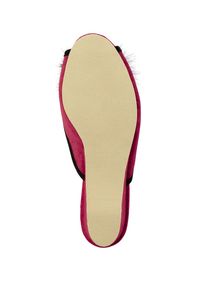 ELENA EDEN Pantolette mit schwarzem Kunstfellpompon ROT