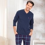 Comte Schlafanzug mit V-Ausschnitt und Webflanellhose 