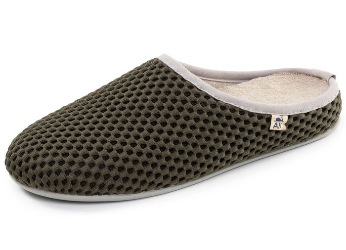 Leichte Herren-Hausschuhe, mit herausnehmbarem Fussbett KHAKI