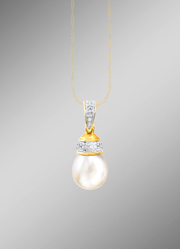 Anhänger Diamanten und Süßwasser-Zuchtperle 