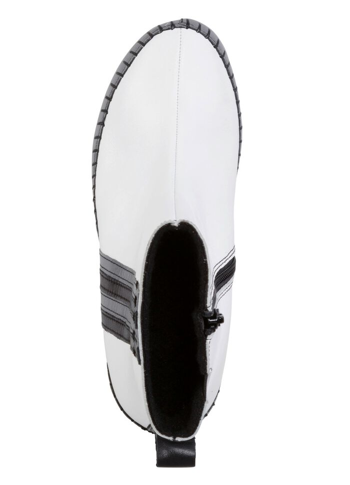Gemini Stiefelette aus Rind-Nappaleder mit Kontraststreifen WEISS-GRAU-SCHWARZ