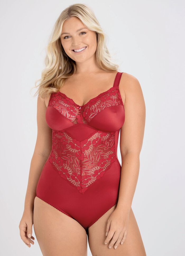 Miss Mary - Body sanft formend mit Elastikspitzeneins&auml;tzen im Vorderteil 