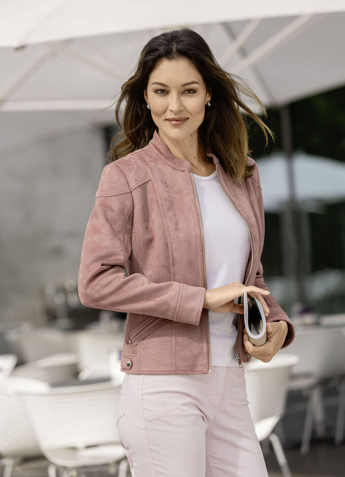 Kurzjacke aus Veloursleder-Imitat 