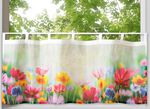 Kurzvorhang Blumenwiese aus digitalbedrucktem Voile 