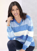 Pullover in sehr flauschigem Material BLAU-HELLBLAU-ECRU