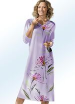 Nachthemd mit V-Ausschnitt und langen &Auml;rmeln FLIEDER