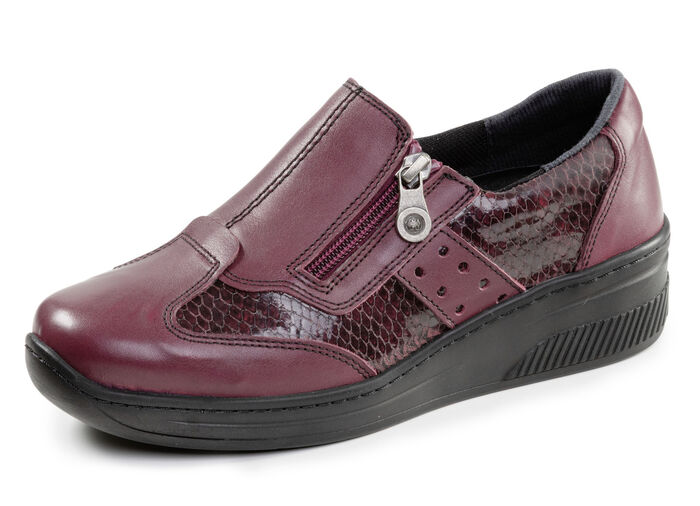 ELENA EDEN, bequeme Damen-Slipper, Weite H, mit herausnehmbarem Fussbett BURGUND