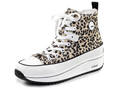 Rieker Schnür-Bootie in Leo-Print oder Denim-Style 