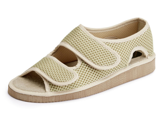 Klett-Sandale aus gepolstertem Textilmaterial BEIGE
