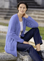 Long-Strickjacke in Perlfang JEANSBLAU MELIERT