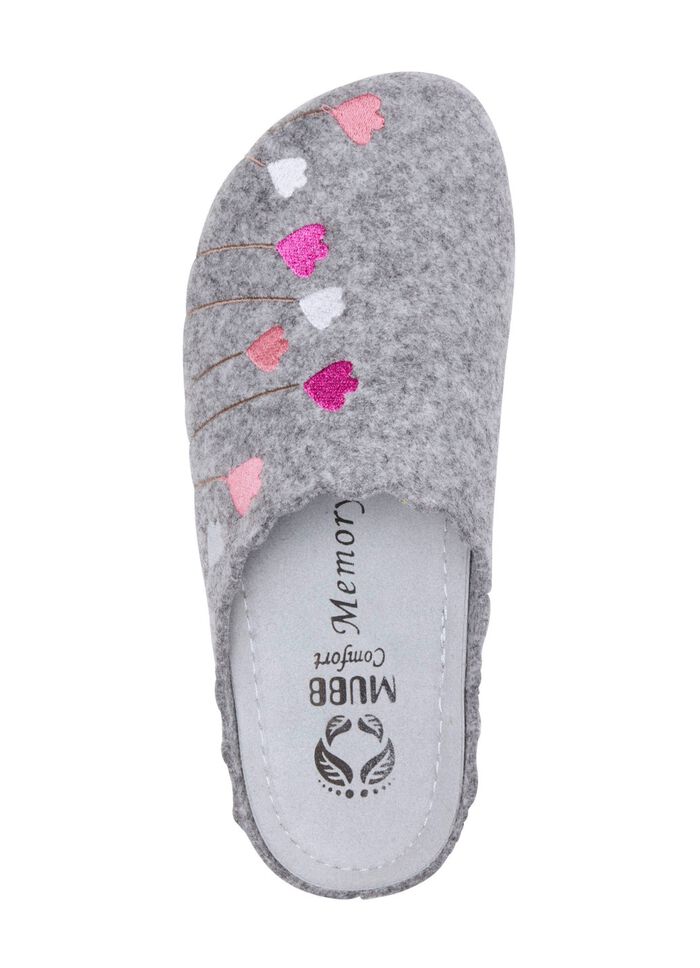 Mubb, klassische Damen-Hausschuhe, Weite H, mit anatomisch geformtem Fussbett GRAU