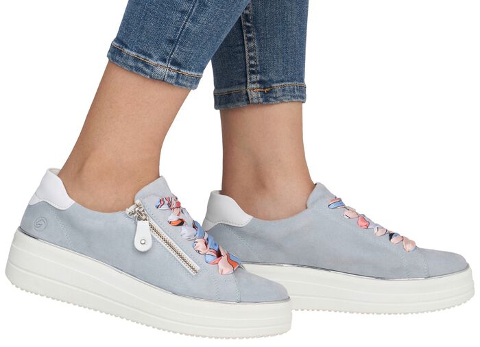 Remonte Sneaker mit bunter Schn&uuml;rung BLEU-WEISS