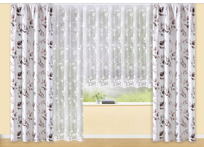 Blumenfenster-Vorhang Blumenranke mit Universalschienenband 