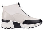 Rieker, stylische Damen-Boots, Weite G, mit Reissverschluss ECRU-SCHWARZ