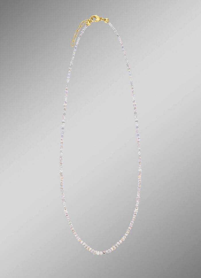 Aussergew&ouml;hnliche Halskette mit Roh-Diamanten in Hellgrau 