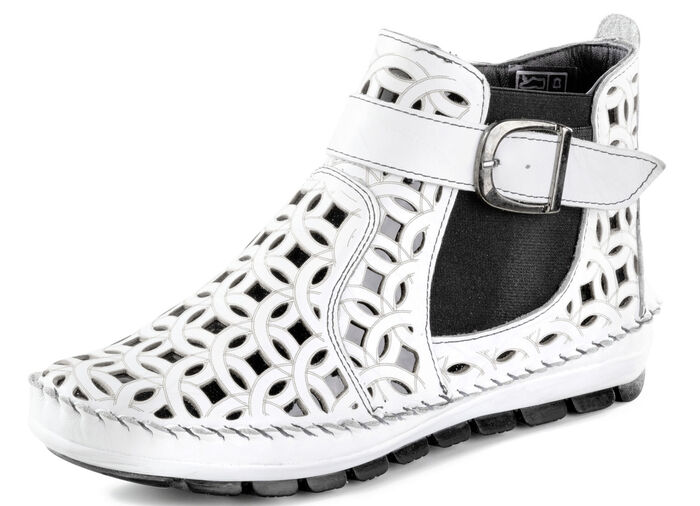 Gemini, sommerliche Damen-Boots, Weite G, mit herausnehmbarem Fussbett WEISS-SCHWARZ