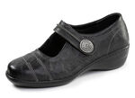 ELENA EDEN, bequeme Damen-Spangenschuhe, Weite H, mit herausnehmbarem Fussbett SCHWARZ