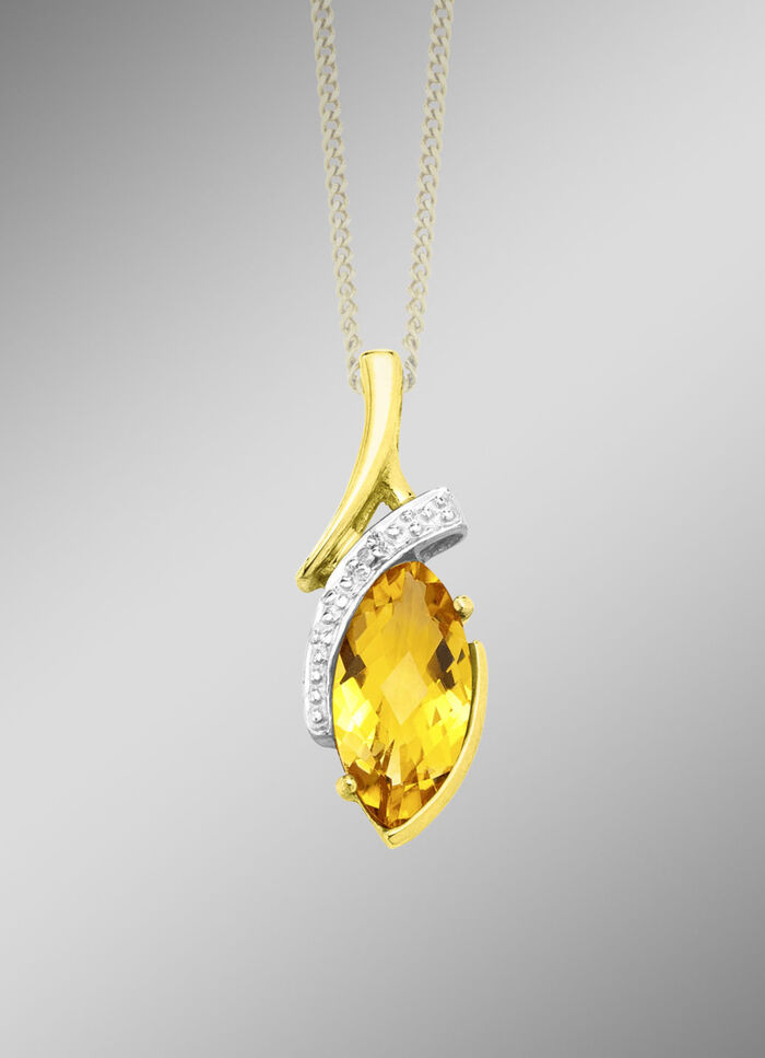 Anh&auml;nger mit echt Citrin und Diamant 