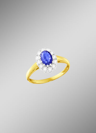 Damenring mit Brillanten und Safir 