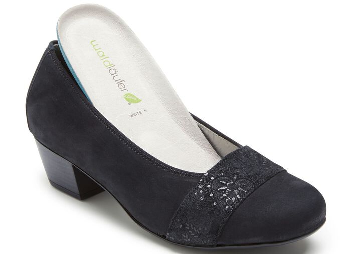 Waldl&auml;ufer, bequeme Damen-Pumps, Weite K, mit herausnehmbarem Fussbett SCHWARZ