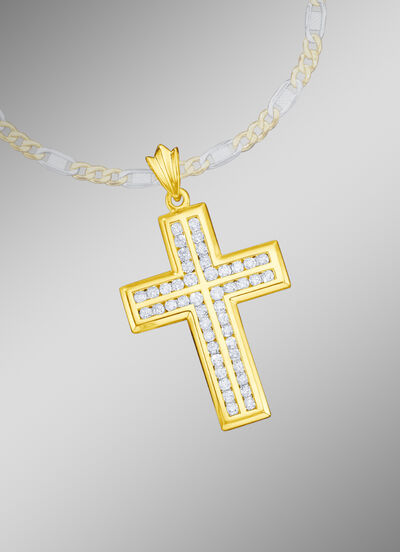 Massiver Kreuz-Anhänger mit Brillanten 