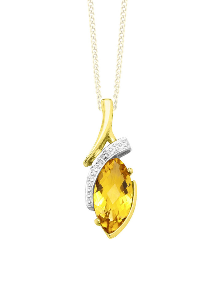 Anh&auml;nger mit echt Citrin und Diamant 