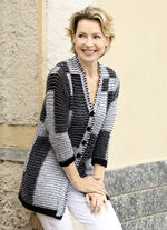 Strickjacke mit Strukturmuster SCHWARZ-ECRU