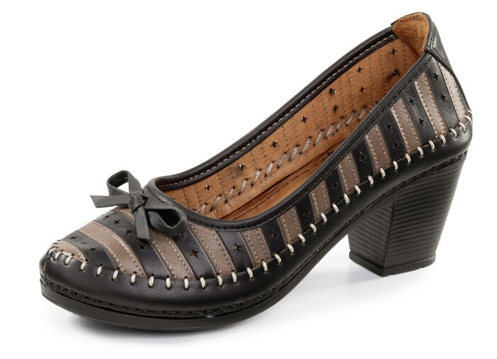 Gemini Pumps aus Rind-Nappaleder mit Schleife SCHWARZ-BRAUN