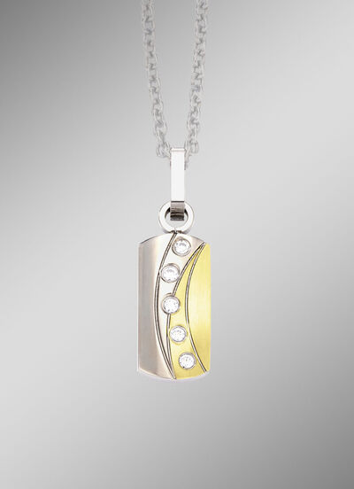 Anhänger in Bicolor mit synth. Zirkonia 