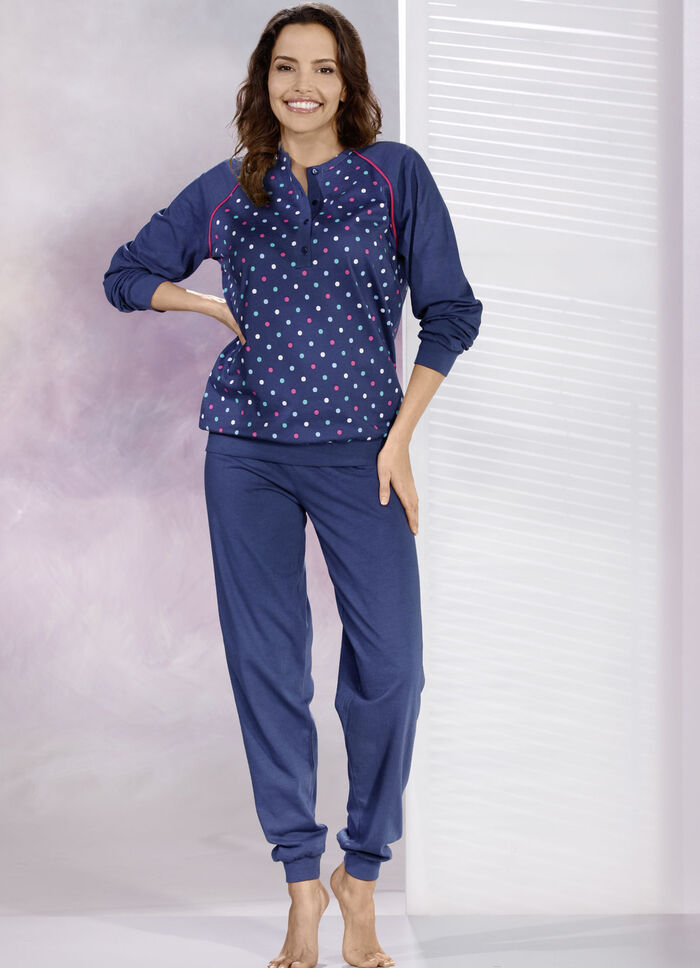 Zweierpack Pyjamas mit Pünktchendessin und Bündchen 