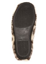 Warme Damen-Hausschuhe, mit Reissverschluss ECRU-BRAUN