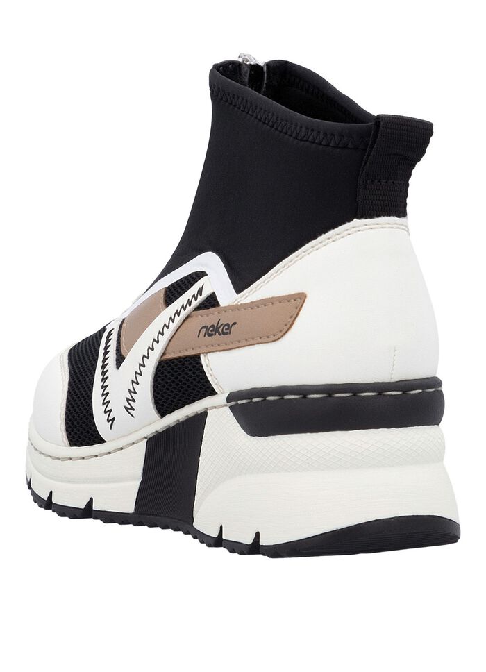 Rieker, stylische Damen-Boots, Weite G, mit herausnehmbarem Fussbett CREME-SCHWARZ-BRAUN