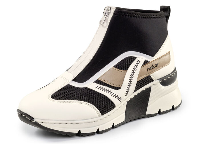 Rieker Bootie mit Schaft aus elastischem Textil CREME-SCHWARZ-BRAUN