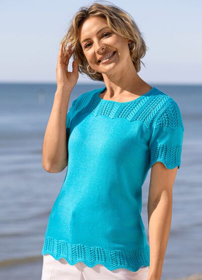 Pullover mit Wellenabschl&uuml;ssen 