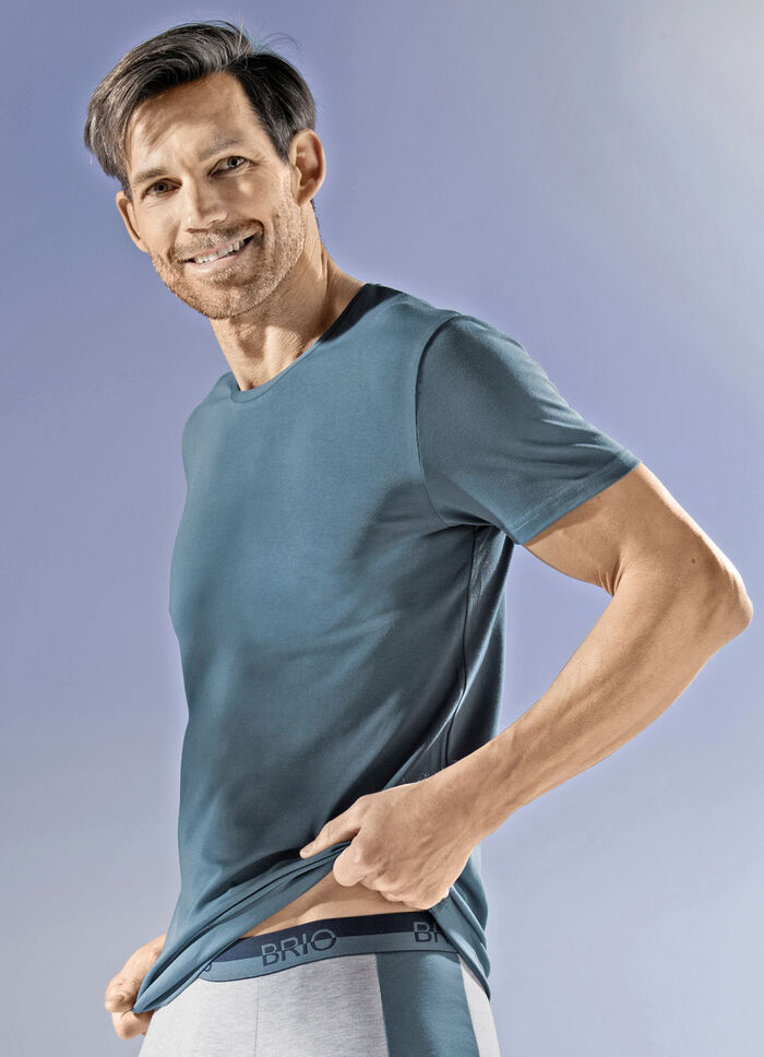 Dreierpack Shirts mit Elastan 2X RAUCHBLAU, 1X GRAU MELIERT