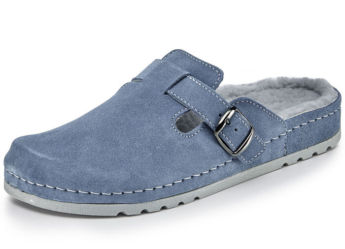 Mubb, klassische Damen-Hausschuhe, Weite H, mit Lammfell BLEU