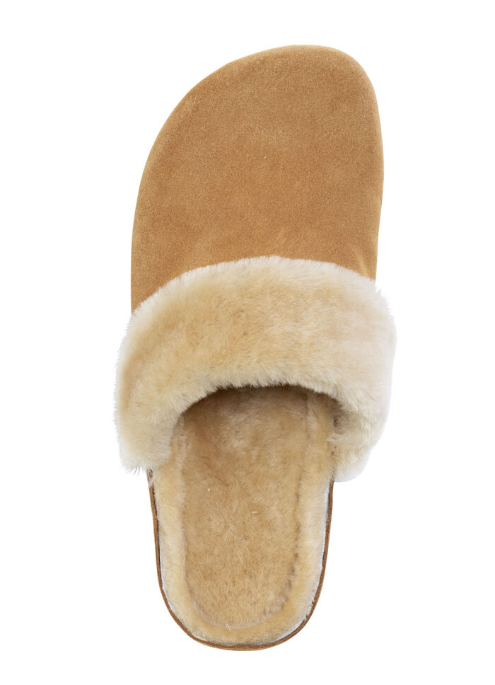 Mubb, warme Damen-Hausschuhe, Weite H, mit Lammfell CAMEL