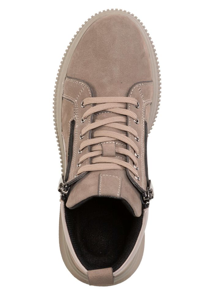 ELENA EDEN Schn&uuml;r-Bootie aus weichem Nubukleder GRAU-TAUPE