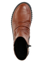 Gemini Stiefelette mit Raffung und dekorativen Knöpfen COGNAC