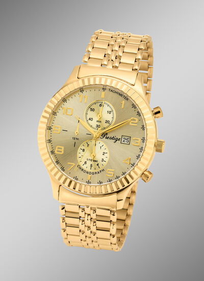 Prestige-Quartz-Chronograph mit Gehäuse und Band aus Gold 585/- fein 