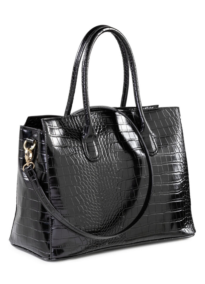 Tasche aus krokogeprägtem Synthetik SCHWARZ
