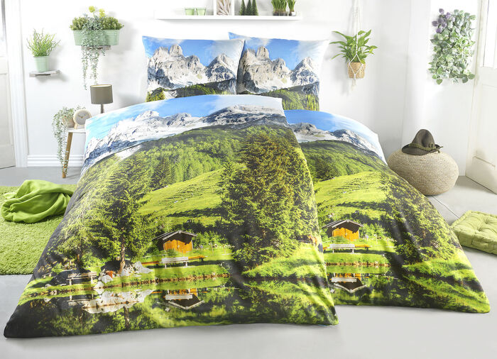 Satin Bettw&auml;sche-Garnitur mit Reissverschluss 