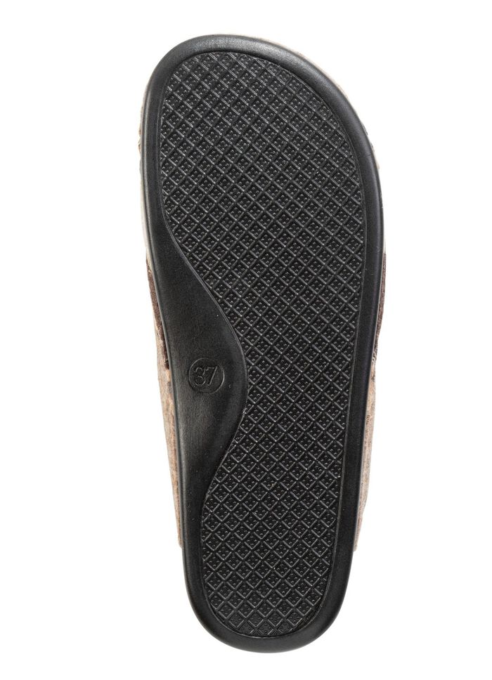 Laurina Pantoffel aus Filz und bedrucktem Kunstfell BEIGE