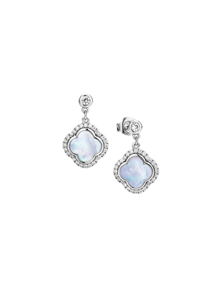 Kleeblatt-Ohrstecker aus Silber und Perlmutt 