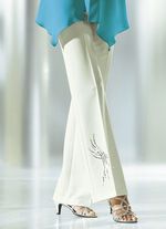 Hose mit schmückendem Strasszier-Motiv ECRU