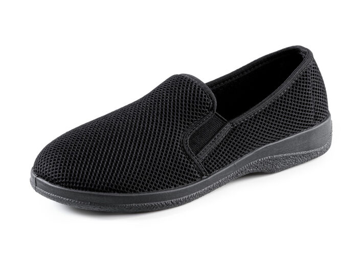 Leichte Herren-Hausschuhe, mit Gummizug SCHWARZ