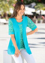 2-teiliges Set in verschlussloser Form in 2 Farben TÜRKIS-GRÜN-ECRU